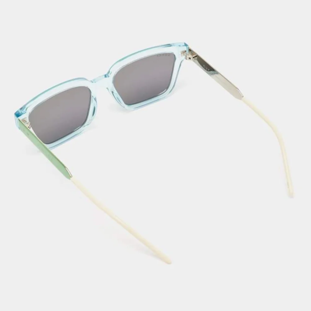 New - Authentic Gucci Light Blue/Metallic Gradient GG0975S Mirrored Square Sun…